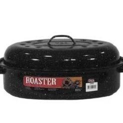 Granite Ware Covered Oval Roaster, Black