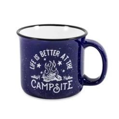 Camco Life is Better at the Campsite Ceramic Mug, Blue, Campfire Design