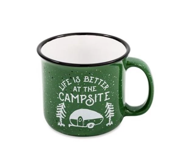 Camco Life is Better at the Campsite Speckled Mug, Green, RV Design