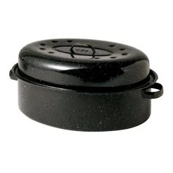 Cinsa Covered Oval Roaster, Black 19x13.5