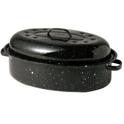 Cinsa Covered Oval Roaster, Black 15x10.25
