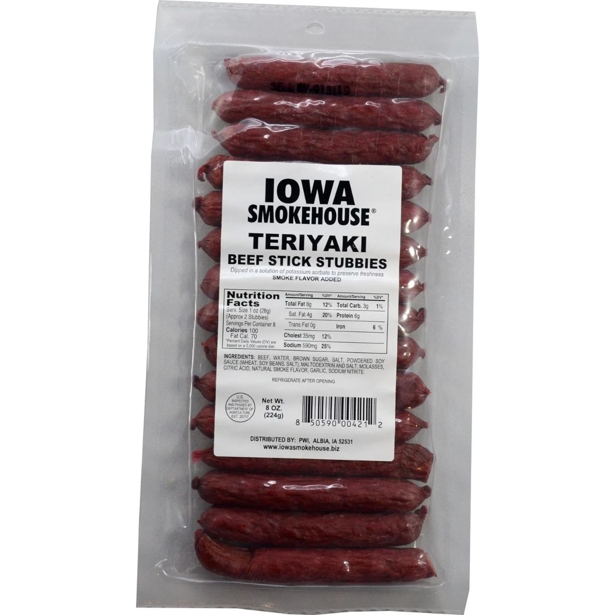 Iowa Smokehouse 8 oz Beef Stick Stubbies-Teriyaki